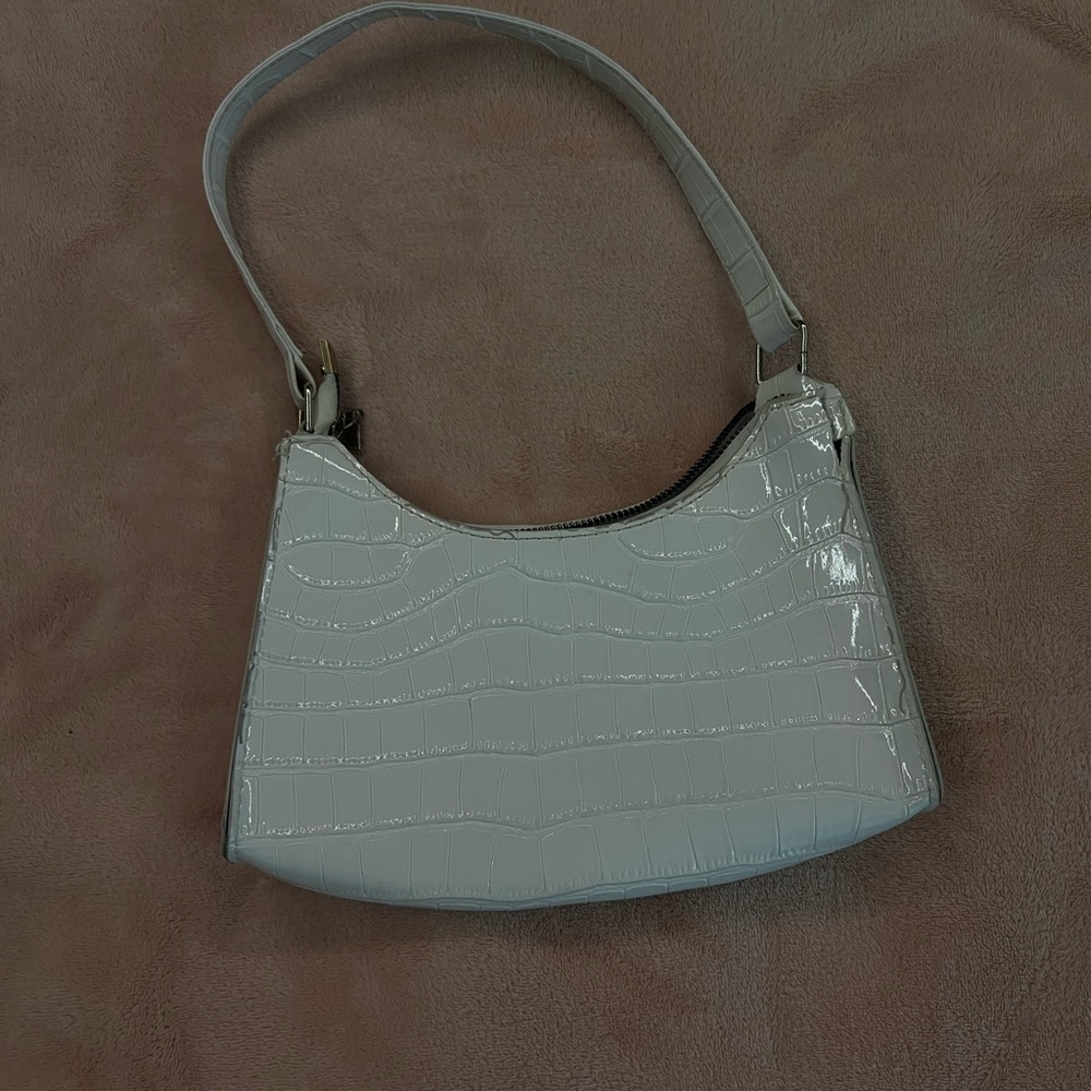 Crocodile-Embossed Shoulder Bag